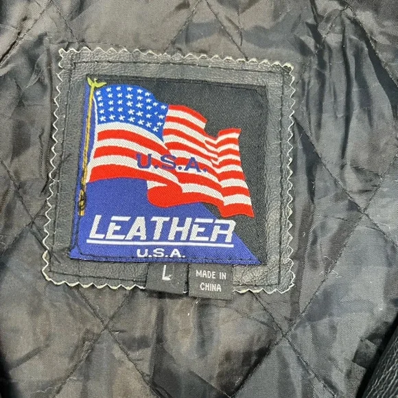 VINTAGE US ARMY LEATHER Bomber JACKET MENS Large Runs Larger See Measure Pics - Picture 8 of 10